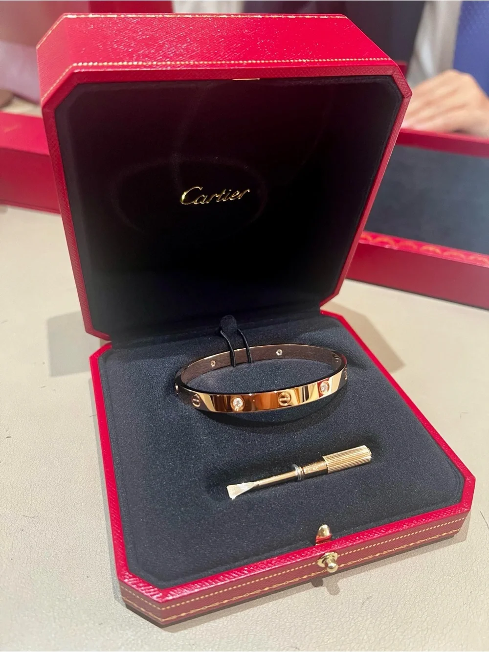 Cartier Love 18K Gold 4 Diamond Bracelet with Screwdriver